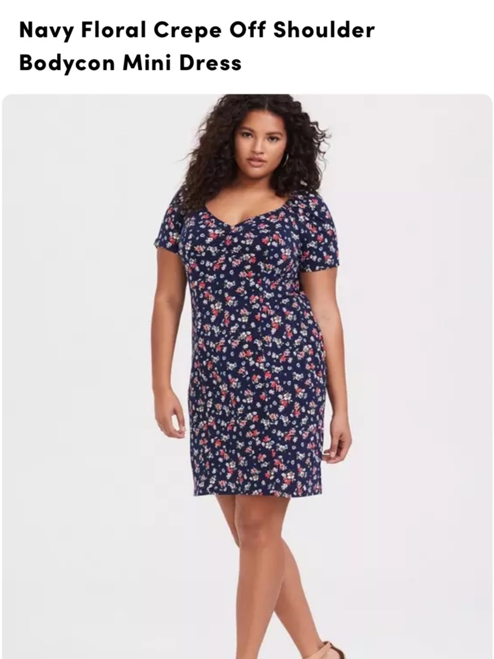 torrid Navy Floral Off-Shoulder Bodycon Mini Dress